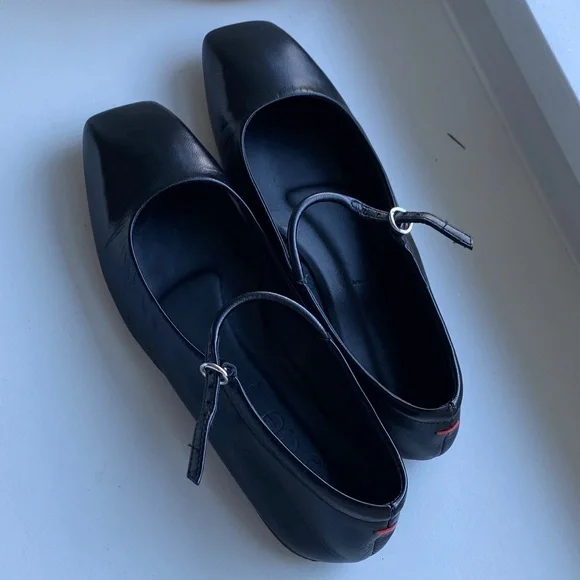Aeyde Uma Black Nappa Leather Mary Jane ballerina flat Shoes - Picture 3 of 16